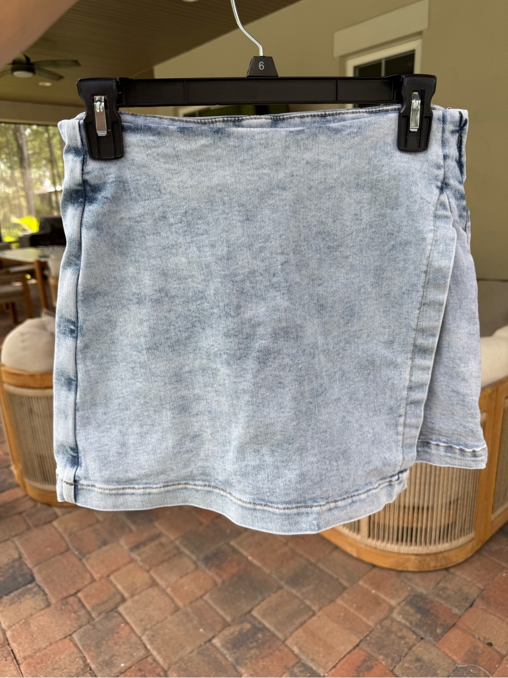 Pink Lily Acid Wash Light Blue Denim Mini Skirt